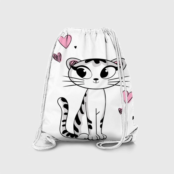 Рюкзак «Леди кот / Кот / Милый котёнок с сердечками»