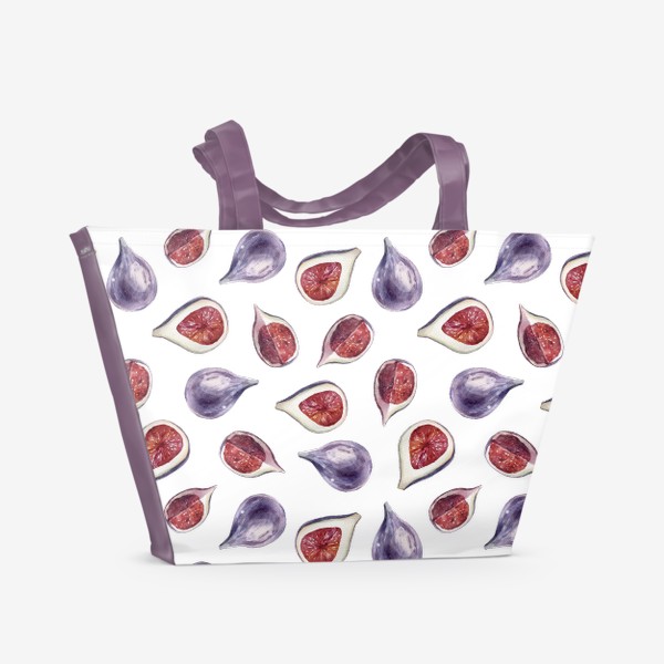 Пляжная сумка &laquo;Акварельный инжир. Летний принт для футболки, пляжной сумки, скатерти для кухни&raquo;