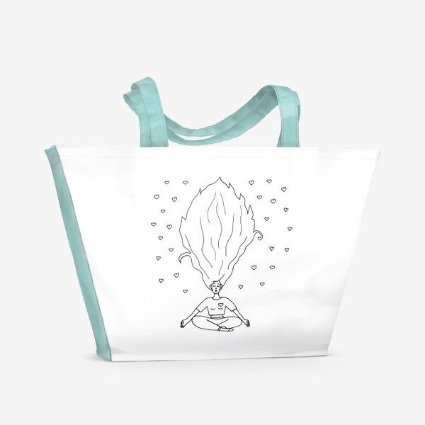 Пляжная сумка «девушка медитирует в позе лотоса. йога, любовь, спокойствие»