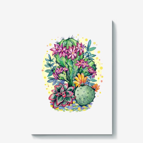 Холст «Цветущие кактусы -3 (серия иллюстраций)»