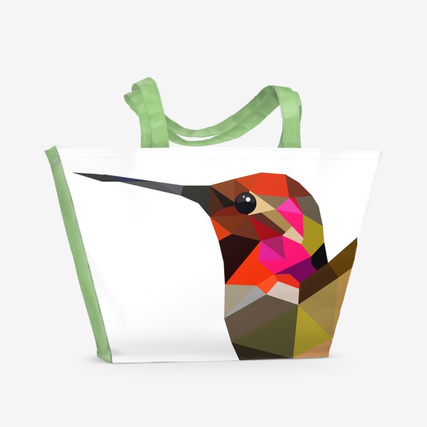 Пляжная сумка «Розовая колибри, Экзотические птицы, Тропические птицы, Южная Америка»