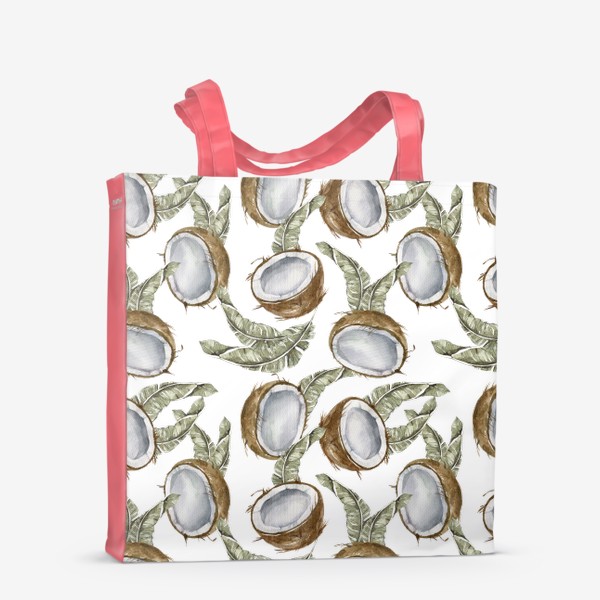 Сумка-шоппер &laquo;Тропический принт для футболки. Акварельный кокос. Ручная иллюстрация&raquo;