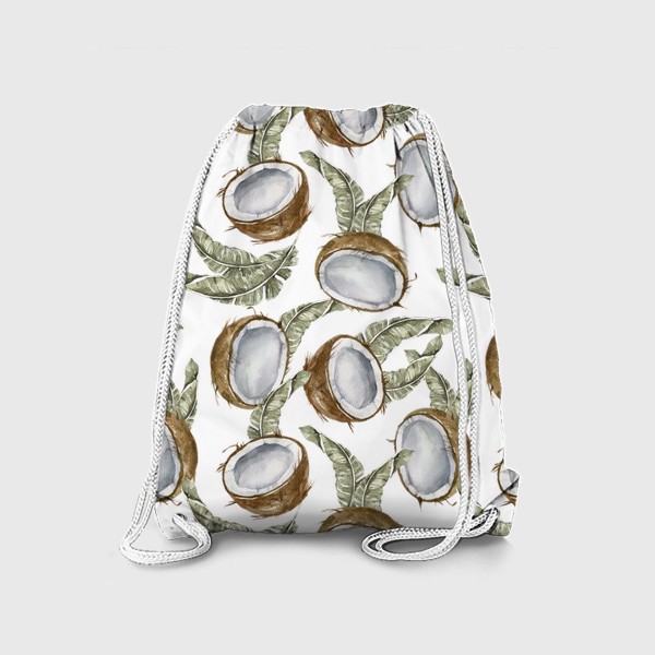 Рюкзак «Тропический принт для футболки. Акварельный кокос. Ручная иллюстрация»