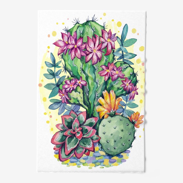 Полотенце «Цветущие кактусы -3 (серия иллюстраций)»