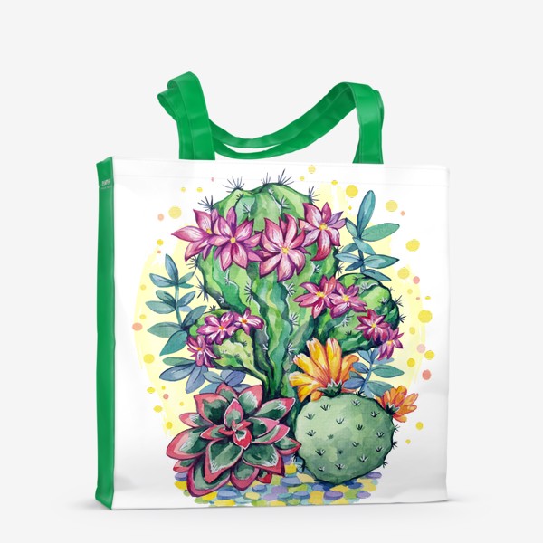 Сумка-шоппер «Цветущие кактусы -3 (серия иллюстраций)»