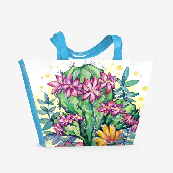 Пляжная сумка «Цветущие кактусы -3 (серия иллюстраций)»