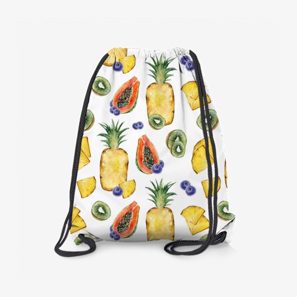 Рюкзак «Сочный яркий летний принт. Акварельная иллюстрация ананаса, киви, папайи, черники»