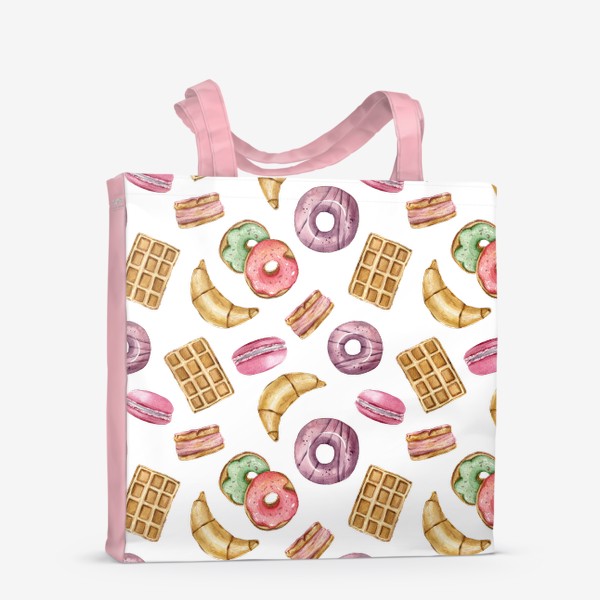 Сумка-шоппер «Пончики, акварельная иллюстрация. Принт для скатерти, детской футболки»