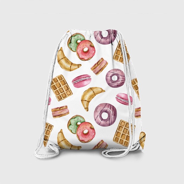 Рюкзак «Пончики, акварельная иллюстрация. Принт для скатерти, детской футболки»