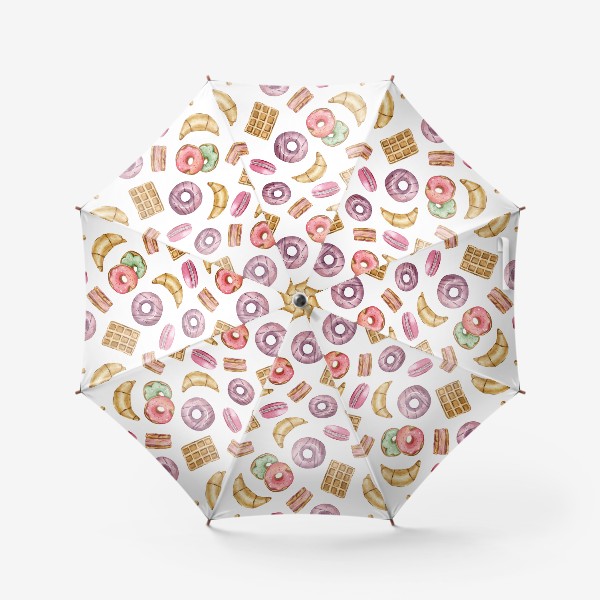 Зонт &laquo;Пончики, акварельная иллюстрация. Принт для скатерти, детской футболки&raquo;