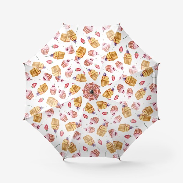 Зонт &laquo;Пирожные, сочная яркая акварельная иллюстрация. Принт для скатерти, детской футболки&raquo;