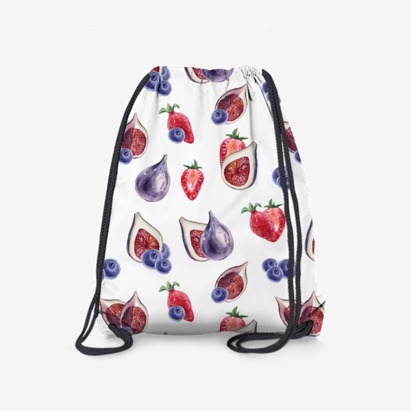 Рюкзак «Клубника, инжир, голубика. Летняя ягодная акварельная иллюстрация.»