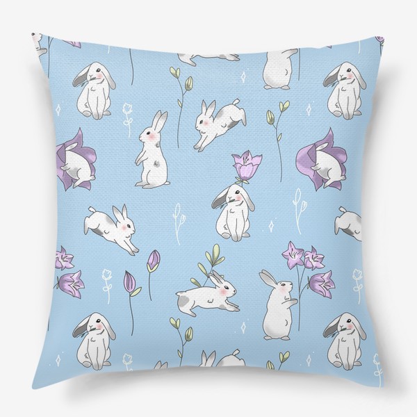Подушка «Кролики и колокольчики»