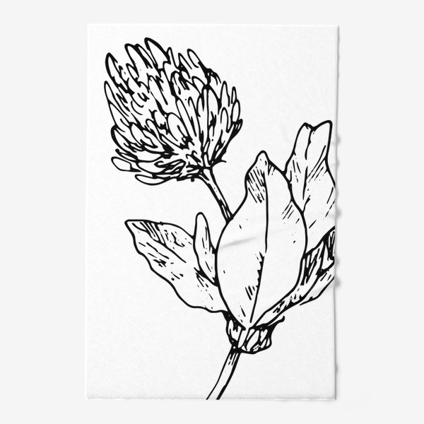 Полотенце «цветок клевера, цветущий луговой клевер скетч с листиками»