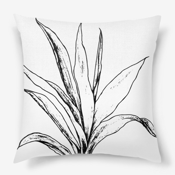 Подушка «растение юкка драцена, домашнее южное растение нарисованный в винтажном скетч стиле»