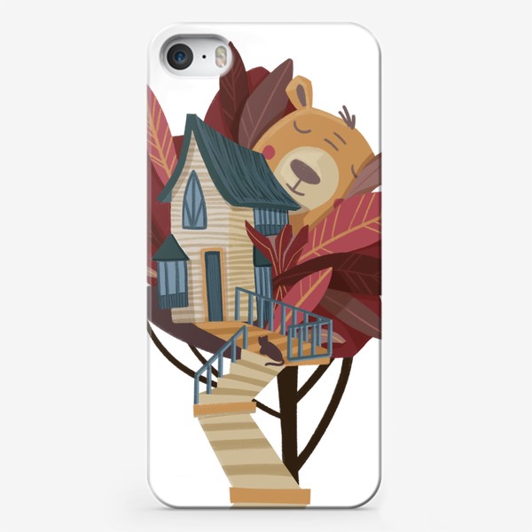 Чехол iPhone «Домик на дереве с котом»