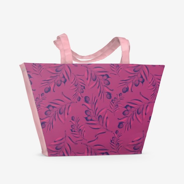Пляжная сумка «Оливковые веточки на розовом»