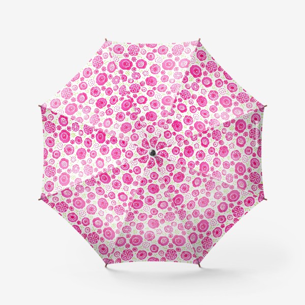 Зонт &laquo;Розовые акварельные цветы в дудл стиле, паттерн&raquo;