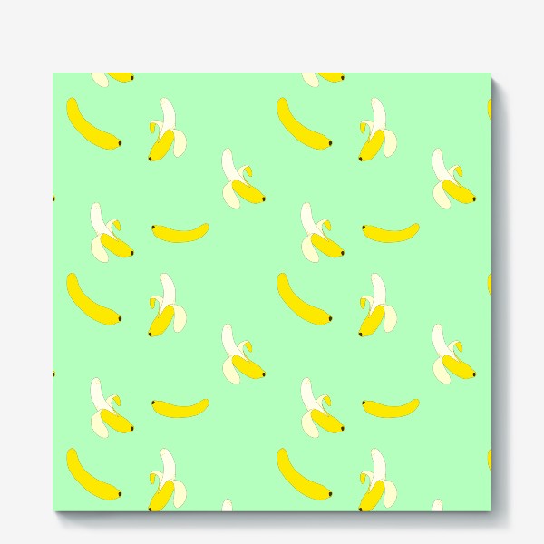 Холст «яркий вкусный  узор с жёлтыми бананами»