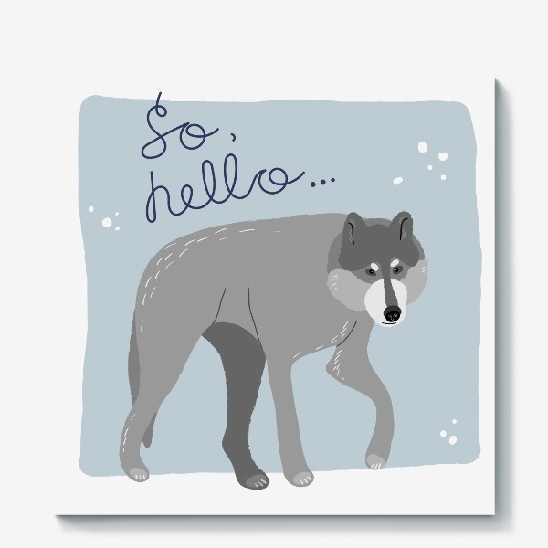 Холст «серый волк на снегу»