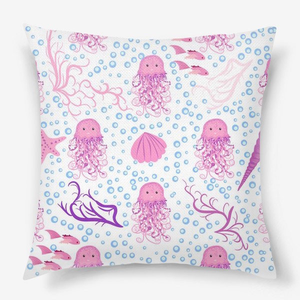 Подушка «Розовые медузы паттерн»