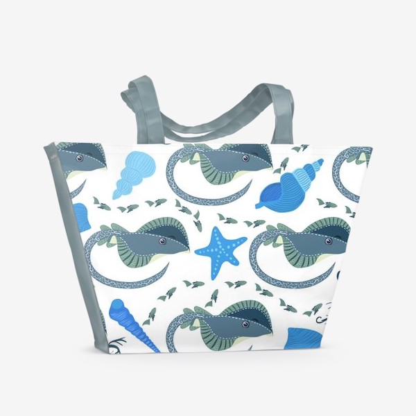 Пляжная сумка «Морской скат и ракушки паттерн»