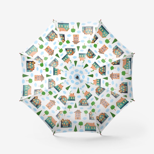 Зонт «Уютные домики паттерн, прованс»