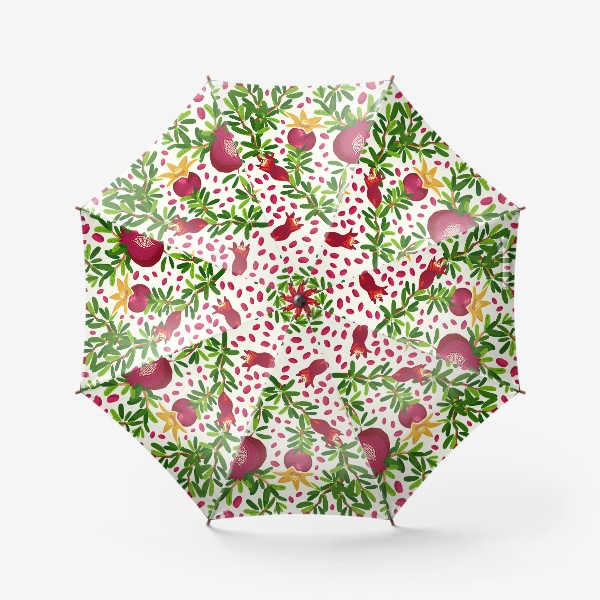 Зонт &laquo;Гранатовая ветка с плодами и цветами паттерн&raquo;