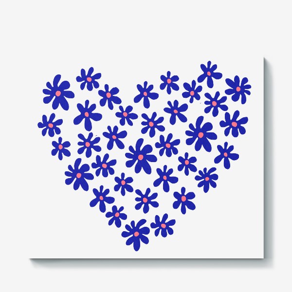 Холст «Цветочное сердце синие цветы»