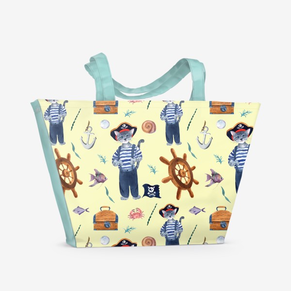 Пляжная сумка «Кот пират для мальчика»