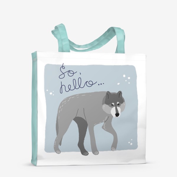 Сумка-шоппер «серый волк на снегу»