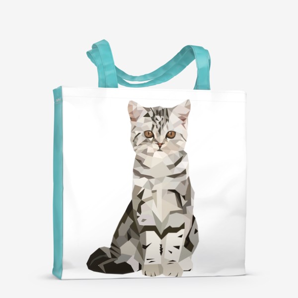 Сумка-шоппер «Серый котёнок, полосатый котик, кошечка»