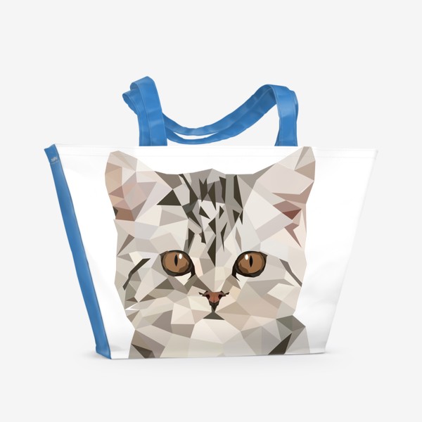 Пляжная сумка «Серый котёнок, полосатый котик, кошечка»