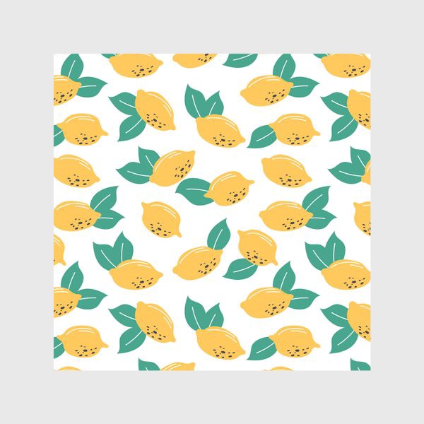 Скатерть «Лимоны с листьями на белом фоне - узор»
