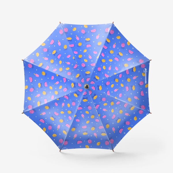 Зонт «Фрукты - летний узор на синем фоне»
