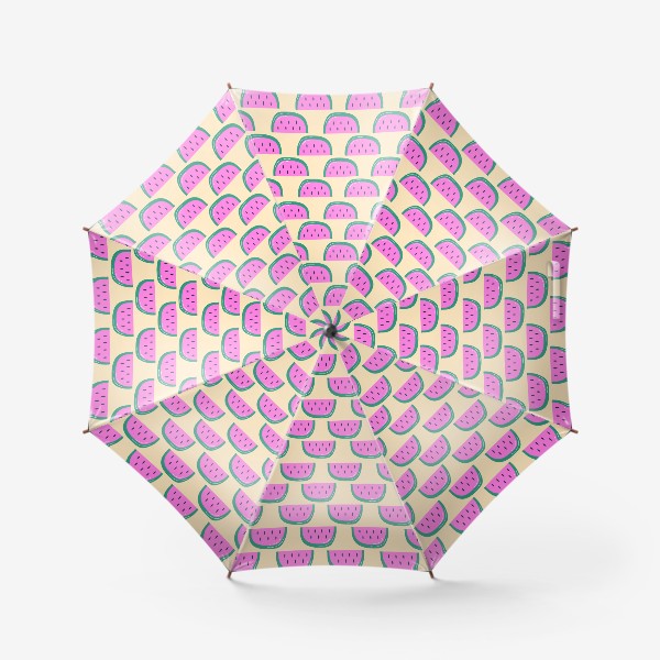 Зонт «Розовые арбузы - летний узор на желтом фоне»