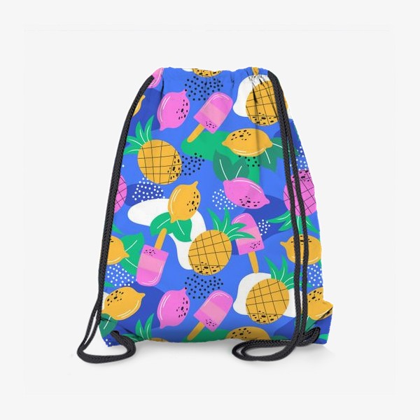 Рюкзак «Пляжный яркий узор с ананасами и лимонами»