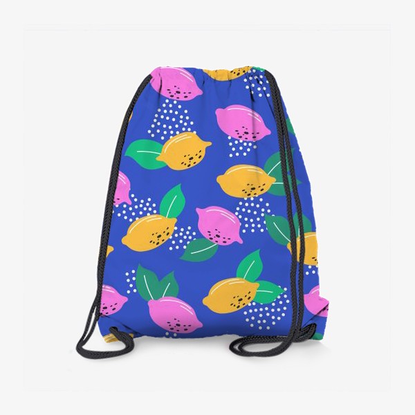 Рюкзак «Разноцветные лимоны на синем фоне»