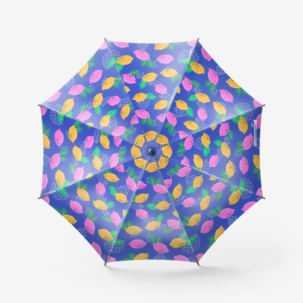 Зонт «Разноцветные лимоны на синем фоне»