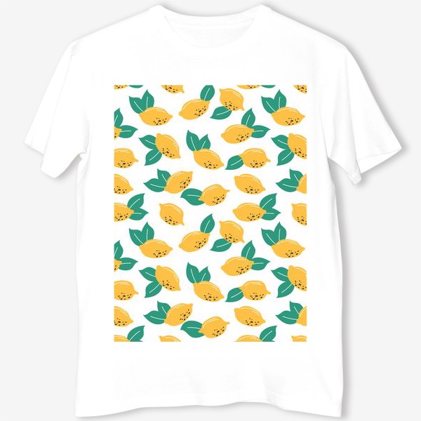 Футболка «Лимоны с листьями на белом фоне - узор»