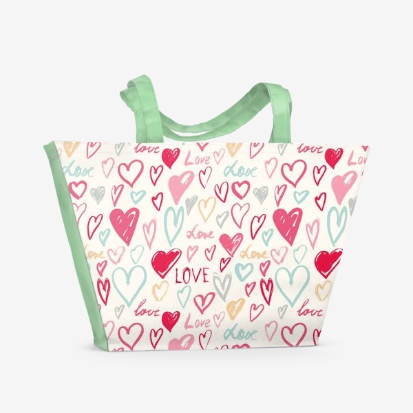 Пляжная сумка «Painted hearts, lovely pattern»