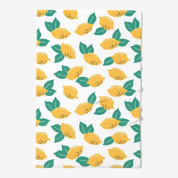 Полотенце «Лимоны с листьями на белом фоне - узор»