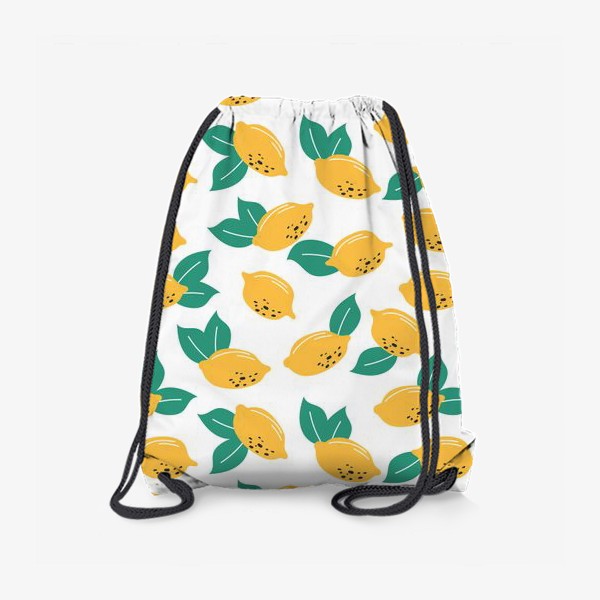 Рюкзак «Лимоны с листьями на белом фоне - узор»