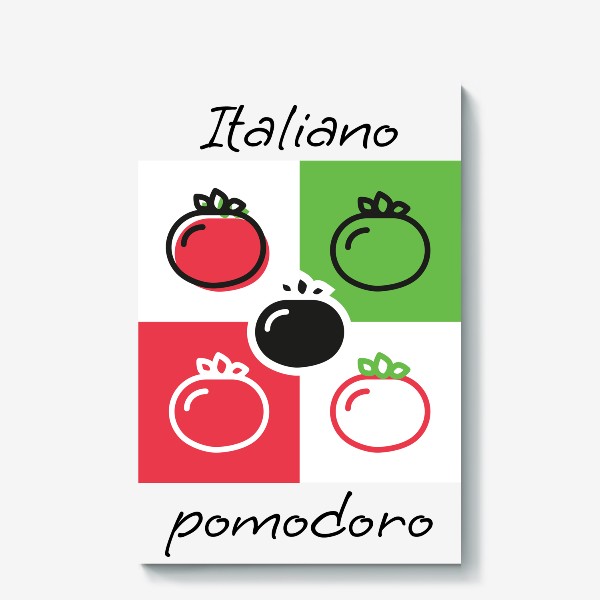 Холст «Любовь к Италии, итальянский помидор, пицца, Italiano pomodoro»