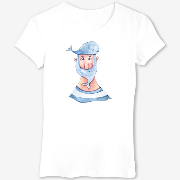 Футболка &laquo;Забавный моряк. Акварельная морская иллюстрация. Принт для пляжной сумки, детской футболки&raquo;
