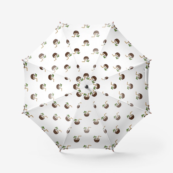 Зонт «Коктейли в кокосе на белом фоне. Летний узор»