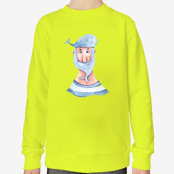 Свитшот «Забавный моряк. Акварельная морская иллюстрация. Принт для пляжной сумки, детской футболки»