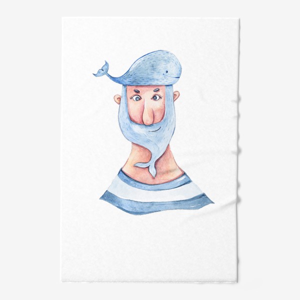 Полотенце «Забавный моряк. Акварельная морская иллюстрация. Принт для пляжной сумки, детской футболки»