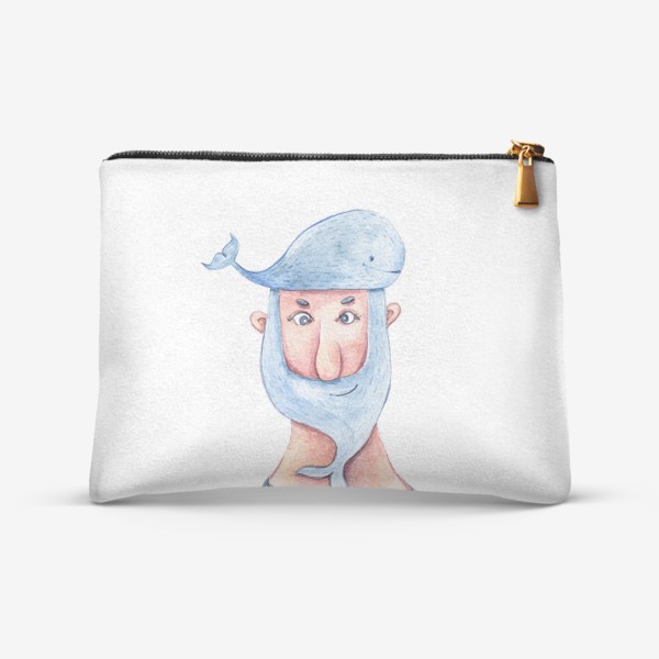 Косметичка &laquo;Забавный моряк. Акварельная морская иллюстрация. Принт для пляжной сумки, детской футболки&raquo;