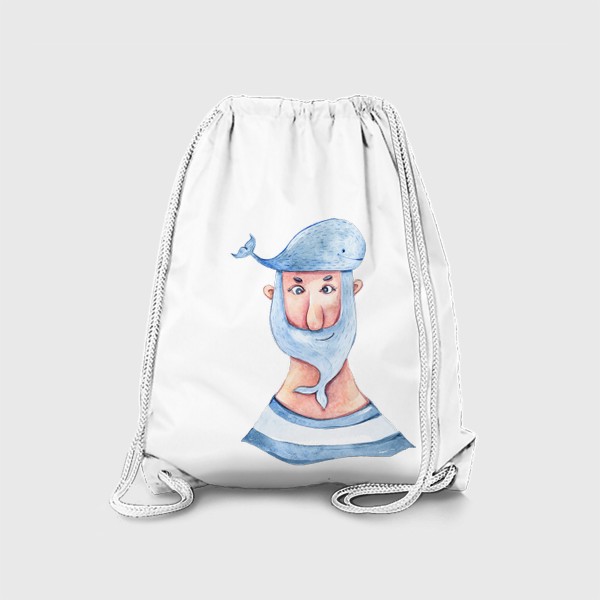 Рюкзак «Забавный моряк. Акварельная морская иллюстрация. Принт для пляжной сумки, детской футболки»